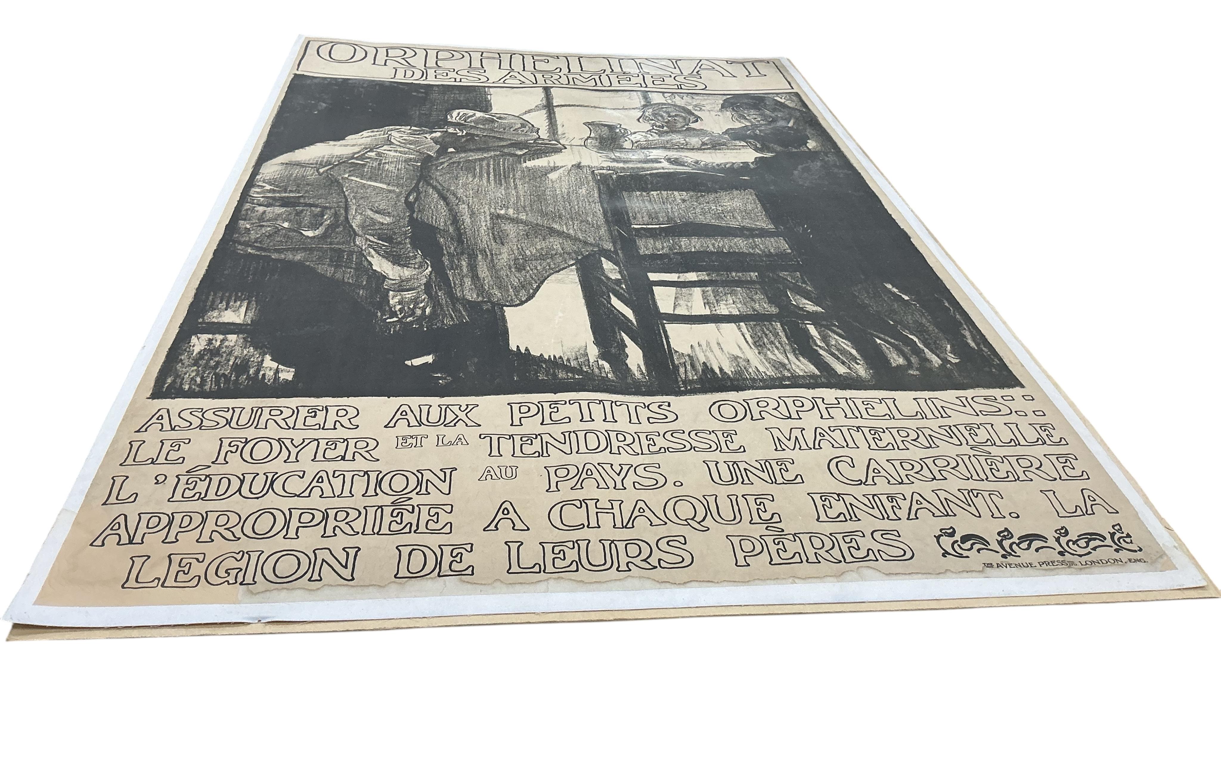 After Frank Brangwyn RA RWS RBA (1867-1956), ‘Orphelinat Des Armees’, (Army Orphanage), mounted on light-weight linen. Printed in London by The Avenue Press LTD. 